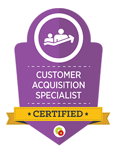 Certified customer acquisition specialist badge