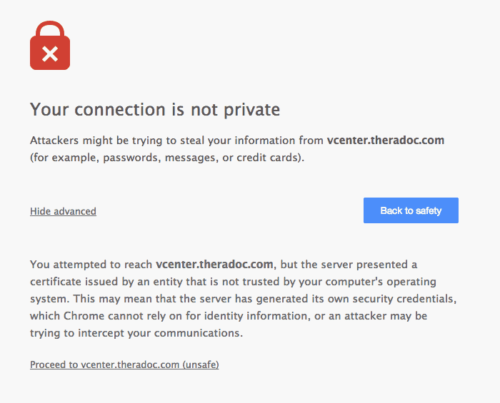 Insecure connection warning from Google. 